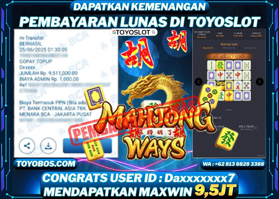 BUKTI KEMENANGAN Mahjong ways Rp9,500,000- LUNAS
